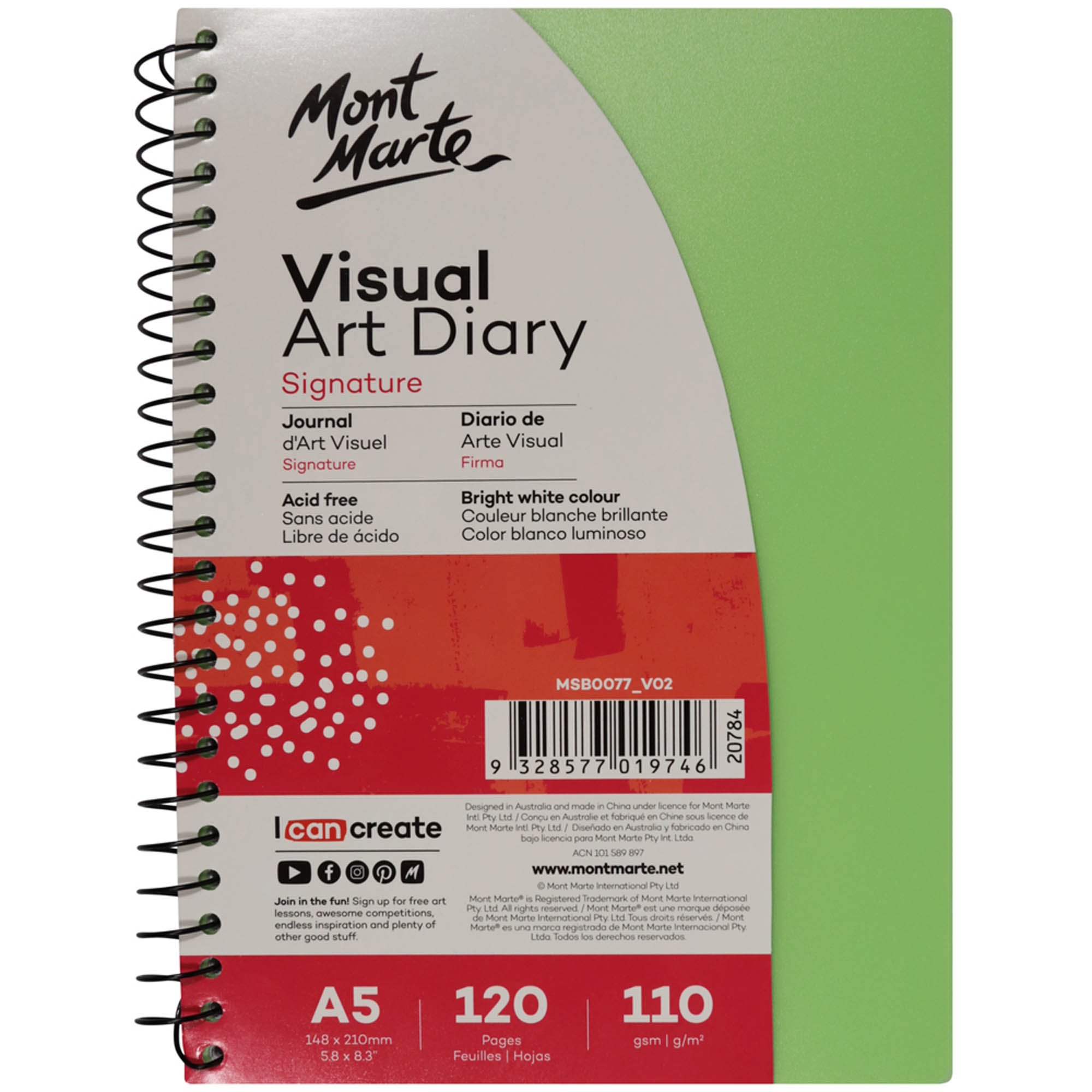 Mont-Marte-Signature-Visual-Art-Diary-A5-Coloured-Cover-Green-MSB0077-V02-F2
