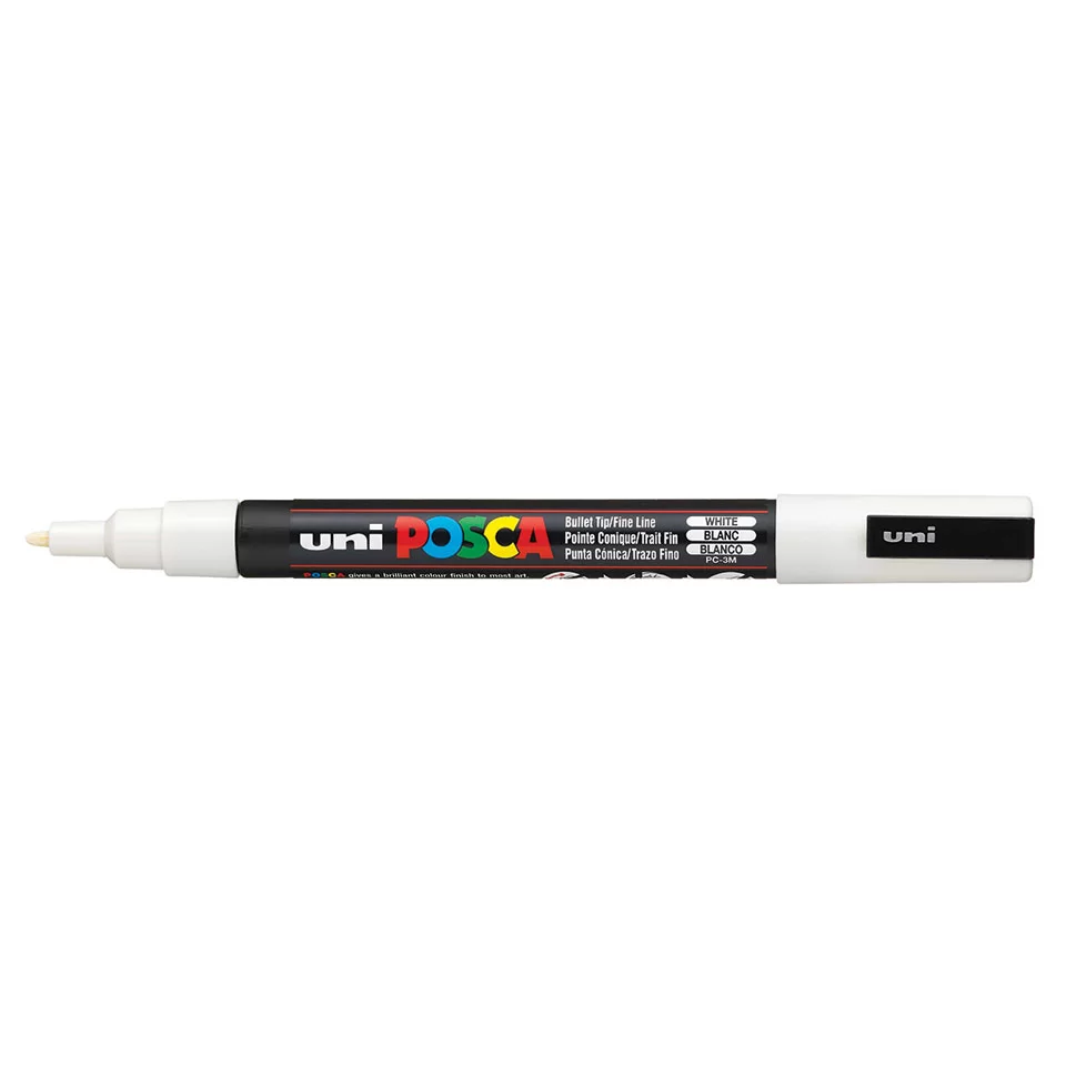 WHITE - POSCA MARKERS PC-3M FINE 0.9-1.3MM BULLET TIP - Picasso Art & Craft
