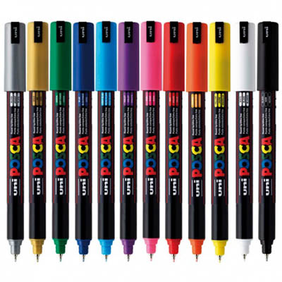 POSCA MARKERS ULTRA FINE BULLET TIP PC1MR 0.7MM 8 PACK ASSORTED